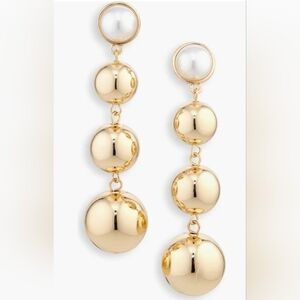 Nordstrom Orb Linear Drop Earrings Pearl/ Gold